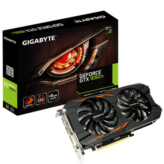 Gigabyte GeForce® GTX 1050 Ti Windforce OC 4GB Video Graphics Card GV-N105TWF2OC-4GD